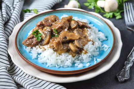 Southern Beef Tips with Rice and Gravy